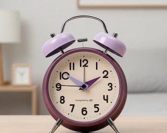 Reloj despertador infantil de metal silencioso, reloj de mesita de noche con timbre fuerte, despertador de dormitorio sin tictac, reloj de escritorio a pilas, regalo de decoración para el hogar