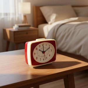 Reloj de escritorio analógico retro: alarma silenciosa a pilas para la mesita de noche del dormitorio. imagen 12