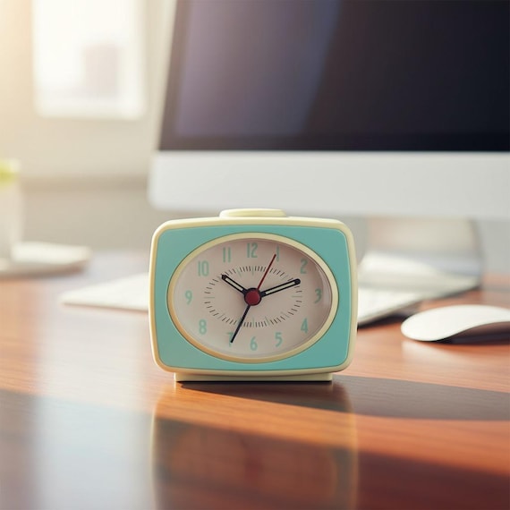 Retro Analog Desk Clock – Silent Battery Operated Alarm for Bedroom Nightstand