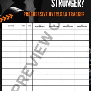Registro di allenamento in palestra con sovraccarico progressivo stampabile / Diario di allenamento in palestra / Pianificatore di allenamento di forza / Monitoraggio sollevamento pesi / PDF stampabile per il fitness