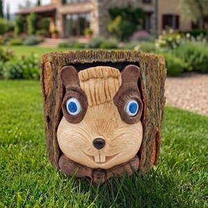 Maceta personalizada por encargo, maceta con forma de ardilla, hecha y pintada a mano, grande y que no se vuelca con el viento. Envíe un mensaje para realizar su pedido.