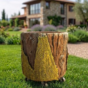 Fioriera personalizzata su misura, grande decorazione da giardino su ruote per esterni, qualsiasi colore e stile, messaggio per ordine personalizzato, realizzata in cemento