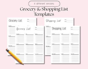 Plantillas imprimibles para listas de la compra