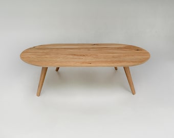 Solid Oak Japanese Style Low Tea Table, Natural Wax Finish