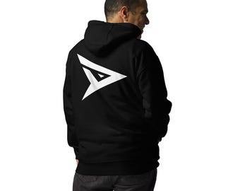 Sudadera con capucha DRASYN – Negro intenso / Sudadera unisex minimalista estilo streetwear / Ropa para fiestas Hardstyle