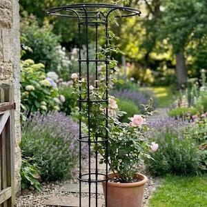 Umbrella Plant Trellis, Metal Garden Tower, Climbing Rose Support, Patio Flower Pot Obelisk Outdoor