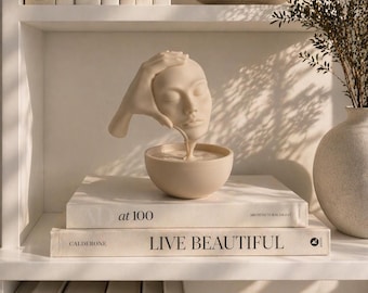 Décoration abstraite moderne de sculpture de visage, statue d'art unique de décoration d'intérieur minimaliste, décoration d'étagère esthétique, pièce d'art contemporain