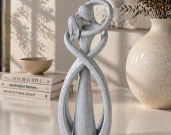 Sculpture de couple abstraite minimaliste statue d'amant Japandi décoration d'intérieur moderne ornement salon étagère déco cadeau d'anniversaire pour couple
