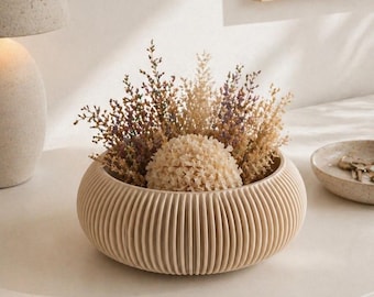 Decorative Bowl Modern Ribbed | Entryway Key Bowl | Coffee Table Decor | Minimalist Home Decor | Japandi Neutral Decor | Living Room Styling