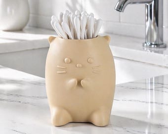 Organiseur de salle de bain avec support en coton pour chat | Rangement de salle de bain minimaliste | Décoration d'intérieur moderne et mignonne