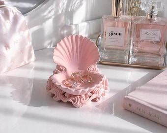 Porte-bagues porte-bijoux en coquillages, organisateur de vanité, décoration d'intérieur esthétique, coiffeuse minimaliste, cadeau déco pour elle