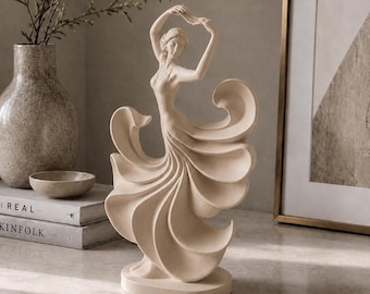 Sculpture de femme dansante, cadeau déco neutre, décoration d'étagère élégante, statue d'entrée moderne, figurine d'art féminin
