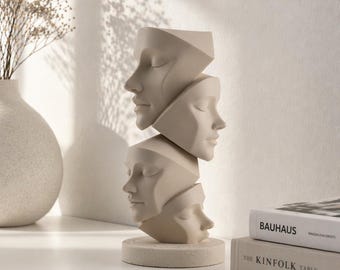 Abstract Face Sclupture Decor Minimalist Modern Home Decor Statue Neutral Shelf Decor Aesthetic Room Decor Gift Contemporary Sclupture