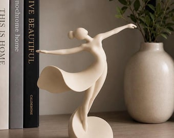 Sculpture de ballerine, Statue de ballet abstraite, Décoration d'intérieur beige minimaliste, Décoration d'étagère nordique moderne, Décoration de salon, Cadeau esthétique
