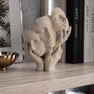 Abstract Face Sculpture Decor Modern Minimalist Contemporary Home Decor Accent Shelf Styling Neutral Art Figure Unique Gift
