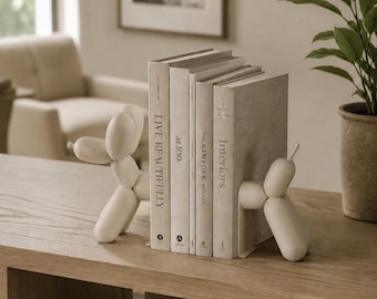 Serre-livres chien ballon, ensemble de serre-livres chien, cadeau pour amoureux des livres, décoration d'étagère moderne, cadeau déco neutre