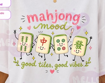 Mahjong tiles png, Mahjong Social Club png, Girly Mahjong lover Game Night Mahjong, Cute mahjong doodle, Mahjong Party shirt design dtf