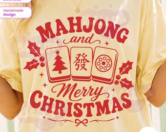 Christmas Mahjong Svg, Merry Christmas Mah Jongg Tiles, Retro Holiday Mahjong Shirt Design, Mahjong Lover Gift, Xmas Sublimation Cut File