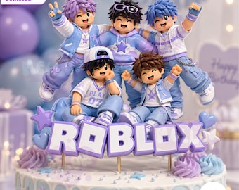 Roblox Clipart Bundle of 40 Pngs, Kpop Boys Theme Gaming Printable Graphics, Roblox Birthday Party Decor, Cake Toppers, Invitation, Banner