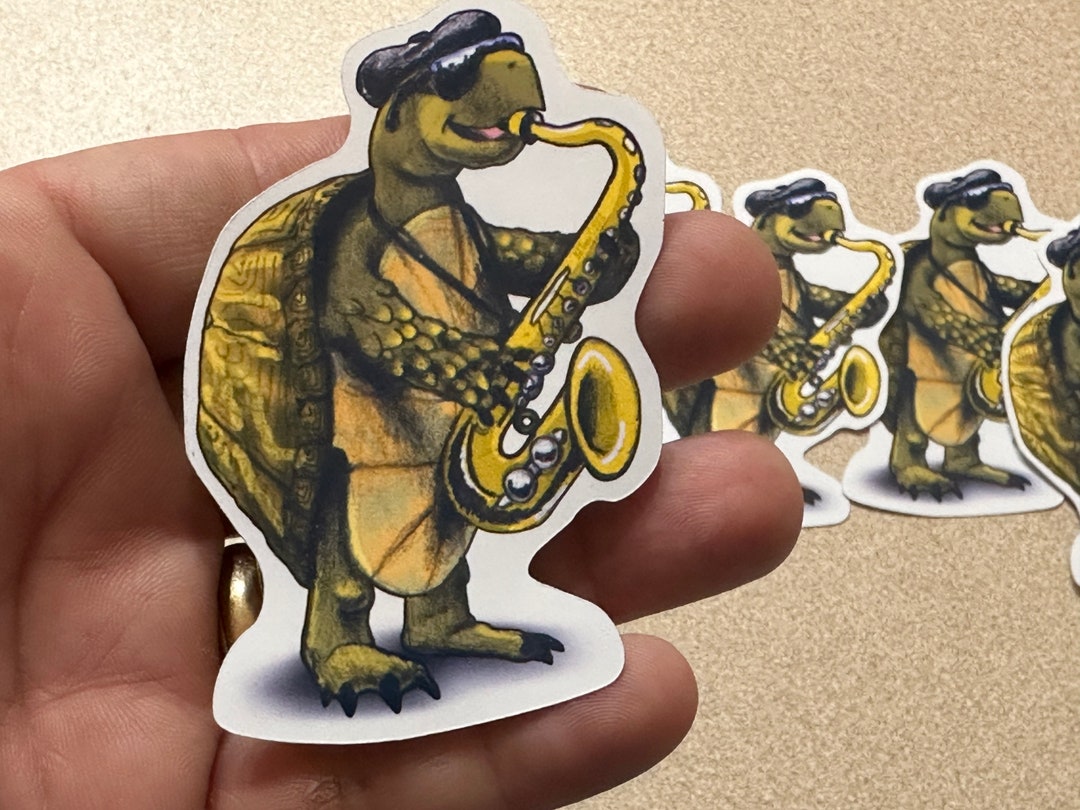 Turtle Playing Saxophone Stickers - Etsy