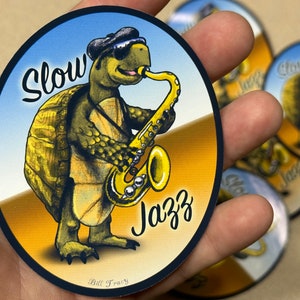 Slow Jazz Saxophone Playing Turtle Stickers