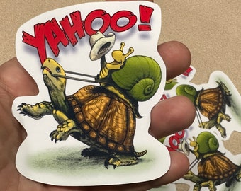 Snail Riding A Box Turtle Stickers