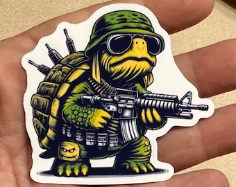 Tortuga soldado de guerra Pegatina