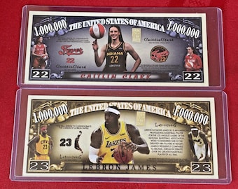 Lot of 2 NBA WNBA Novelty 1 Million dollar bills with 1 gr Fine sliver bar each
