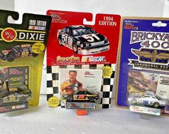 3 Nascar Racing Champions Stock cars 1:64 # 60 #28 #94 w/cards and stands
