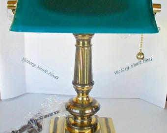 Lámpara de escritorio vintage Emeralite para banqueros