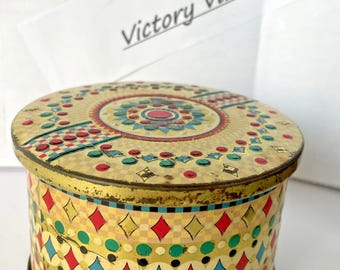 Lata de metal decorada para galletas Daher vintage, procedente de Bélgica.