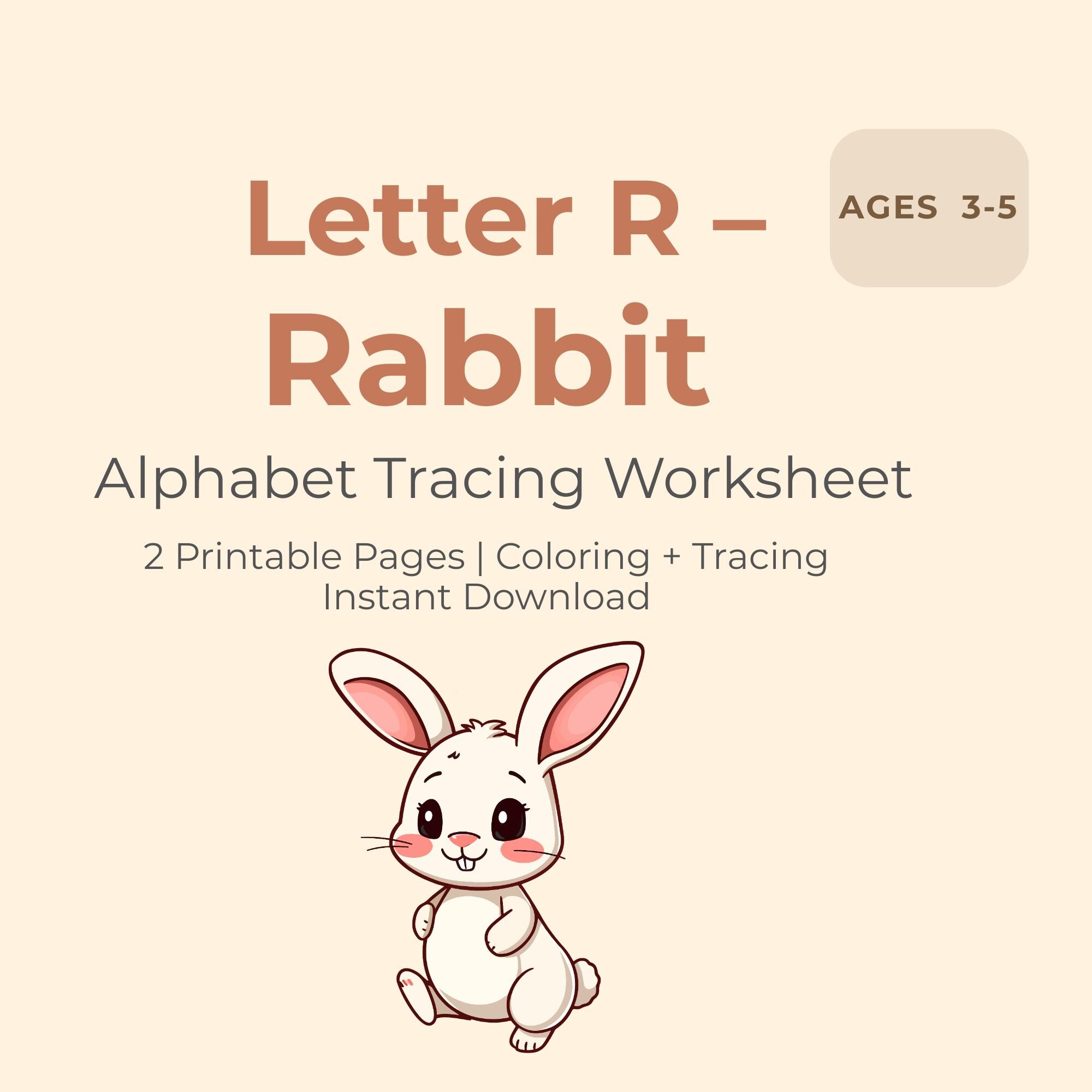 Alphabet Tracing Worksheet Letter R | Rabbit Printable, Preschool ABC ...
