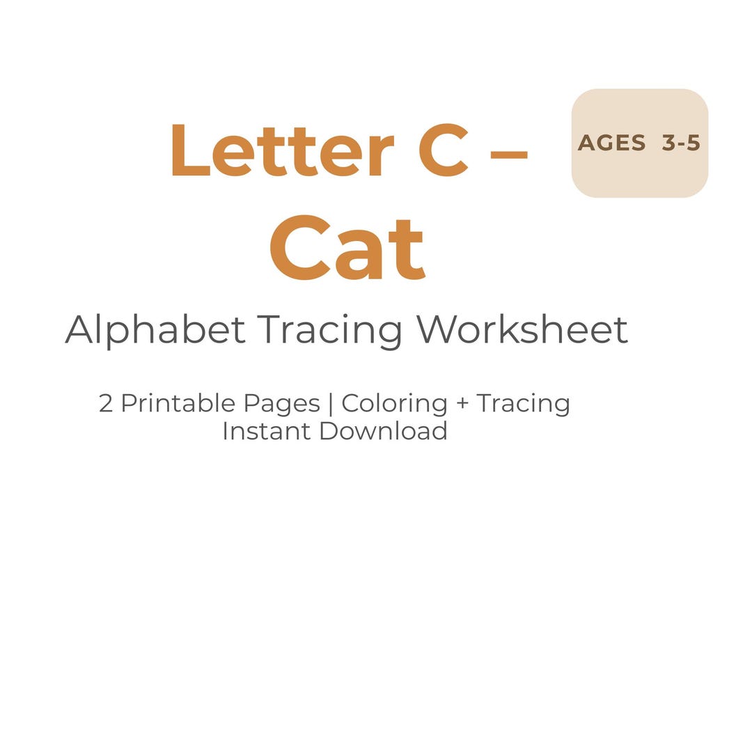 Letter C Tracing Worksheet, Cat Printable, Alphabet Practice for Kids ...