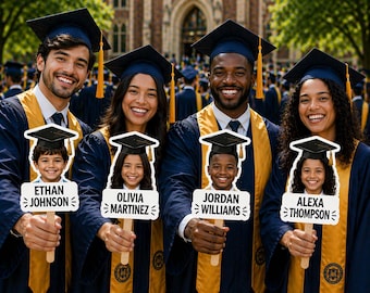 Personalized Graduation Face Sign, Custom Name Photo Prop, Senior Party Decoration, Graduation Celebration Stick, Grad Gift
