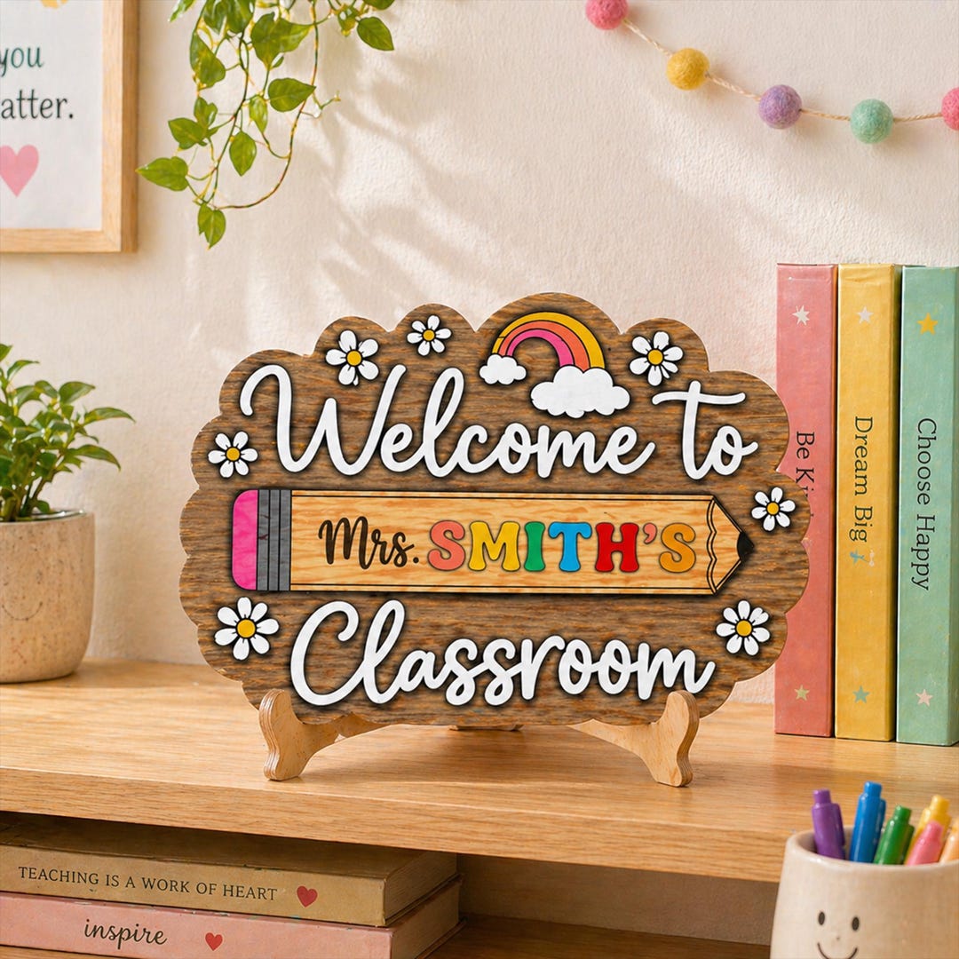 Welcome Classroom Personalized Sign, Custom Teacher Name Plaque ...