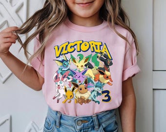 Umbreon Eevee Sylveon Leafeon Birthday Shirt, Eevee Evolution Shirt, Personalized Birthday Girl, Family Shirt, Party Family Matching Shirts