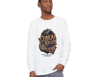 Cereal Killer PNG, design divertente per maglietta retrò, clipart scheletro gotico, grafica per sublimazione, grafica vintage per cereali DTF, download digitale