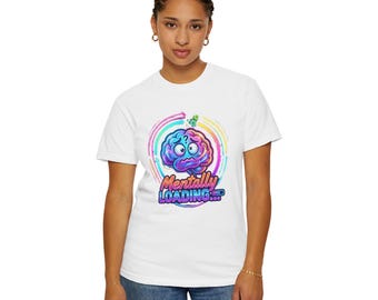 Mentally Loading PNG, Brain TShirt Design, Funny Mental Health Digital Download, Bright Colorful Sublimation Graphic, Cute Cartoon Clip Art