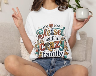 Famiglia pazza PNG, Benedetto con una famiglia pazza sublimazione, Divertente design per maglietta di famiglia, Riunione di famiglia PNG, Download digitale carattere retrò