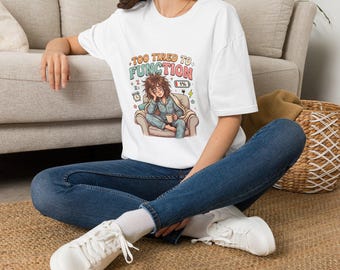 Too Tired to Function PNG, Retro Tired Girl Digital Download, Cute Skeptical Sublimation Design, Coffee Lover Graphic, Funny Pyjama Clipart