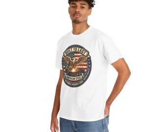 Maglietta "Built to Last Eagle American Steel" / Emblema vintage patriottico