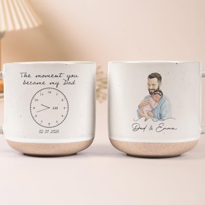 Personlig mugg för nyblivna pappan, anpassad mugg med foto på bebisens födelsetid, ögonblicket du blev min pappa, fars dag-present, pappas födelsedagspresent