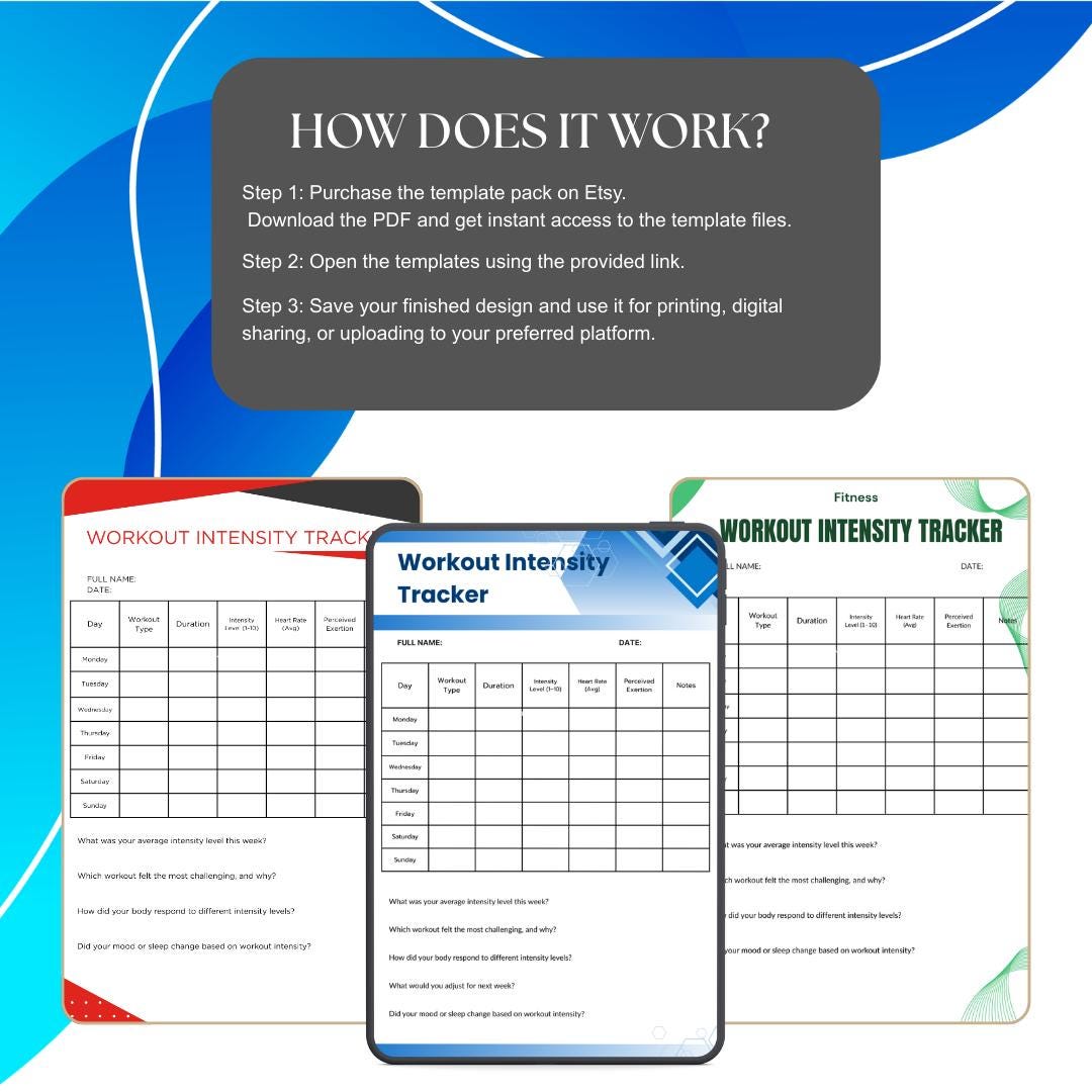 Workout Intensity Tracker Printable | Fitness Progress & Training Log ...