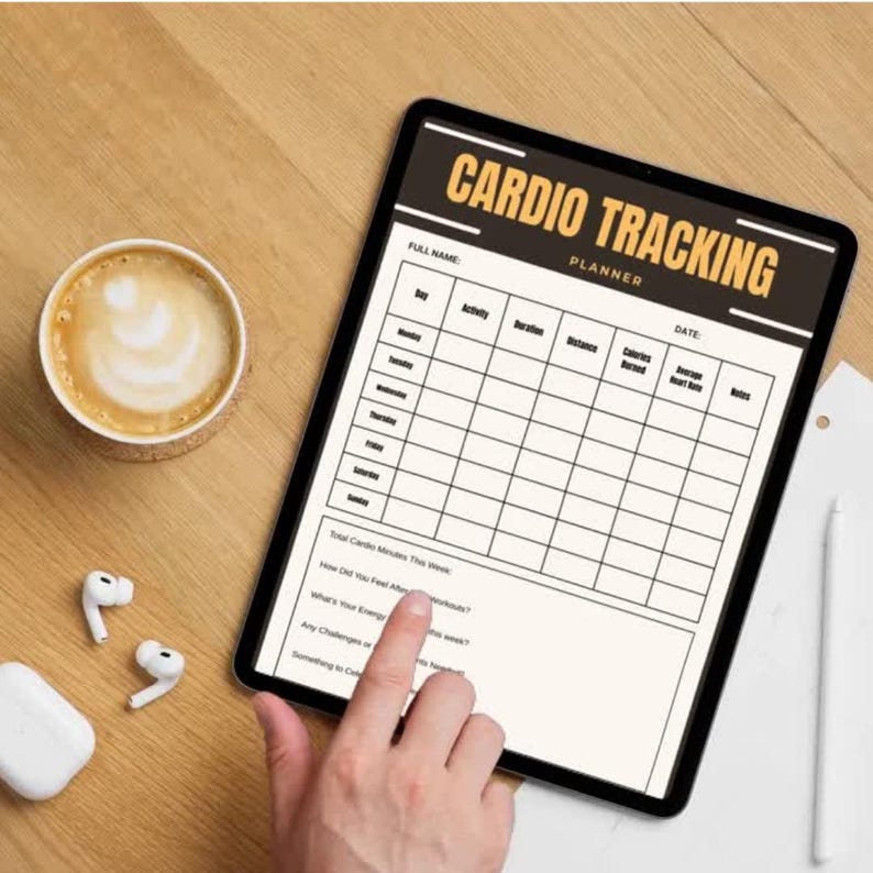 Cardio Tracking Planner Printable | Running Cycling & Cardio Log ...