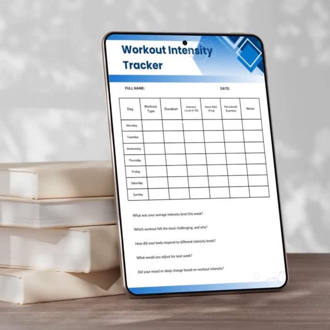 Workout Intensity Tracker Printable | Fitness Progress & Training Log ...