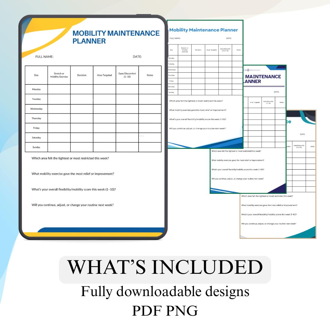 Mobility Maintenance Planner Printable | Stretching & Flexibility ...