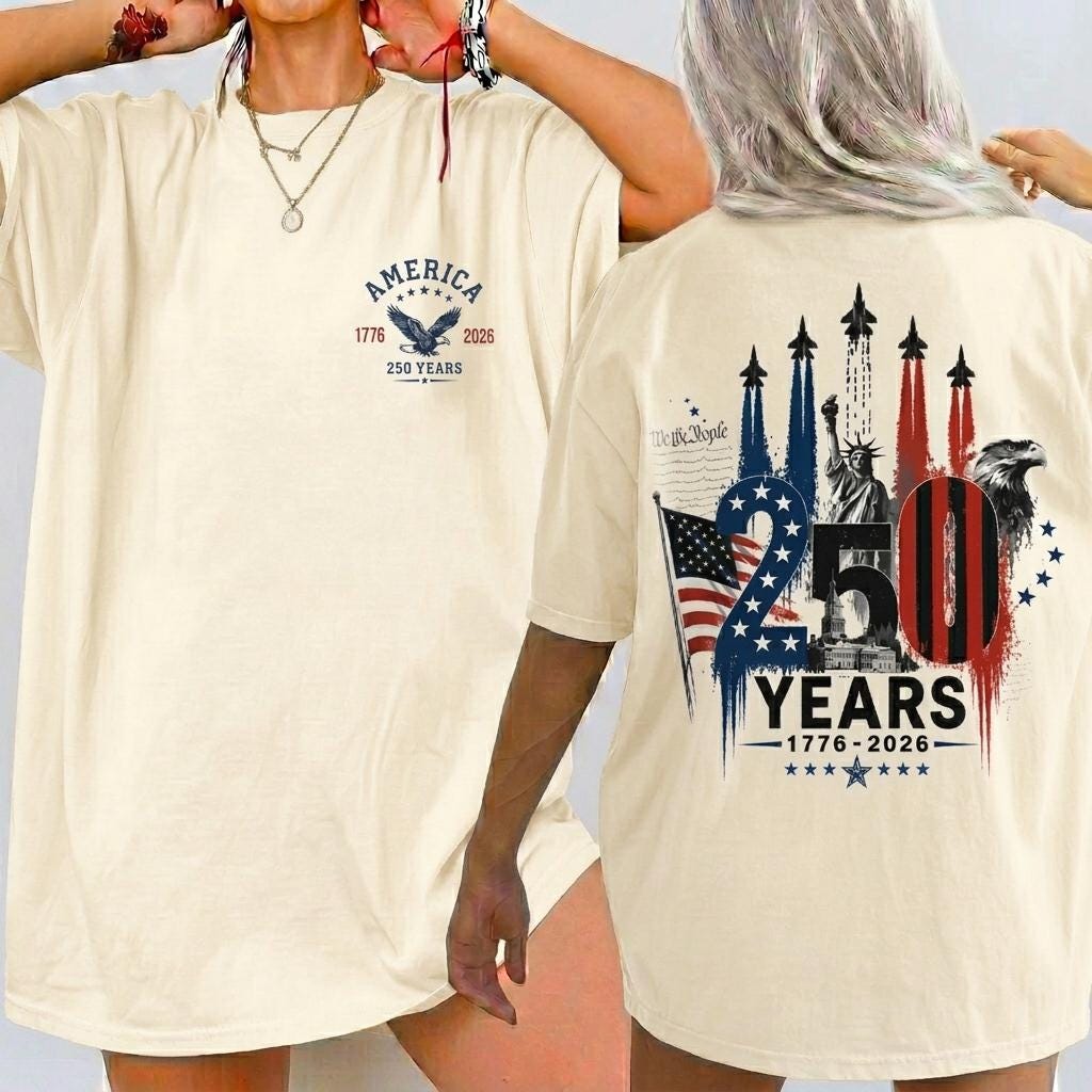 Discover USA 250th Anniversary Double Sided T-Shirt, Patriotic American Pride 1776-2026 4th of July Shirt