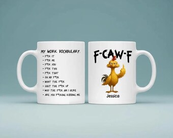 Taza de pollo F Caw F PNG, gráfico de meme de gallo personalizado, archivo de descarga digital