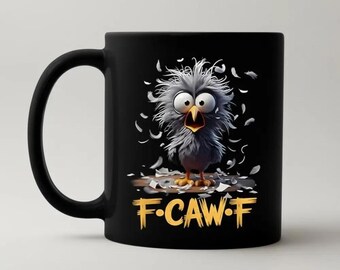 Taza con diseño de gallo F Caw F Chicken PNG, gráfico divertido de gallo, descarga digital para envoltorio de taza