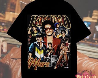 Camiseta gráfica vintage de Bruno Mars Bootleg / Sudadera / Sudadera con capucha / Collage de música de concierto retro / Ropa para fanáticos del pop R&B